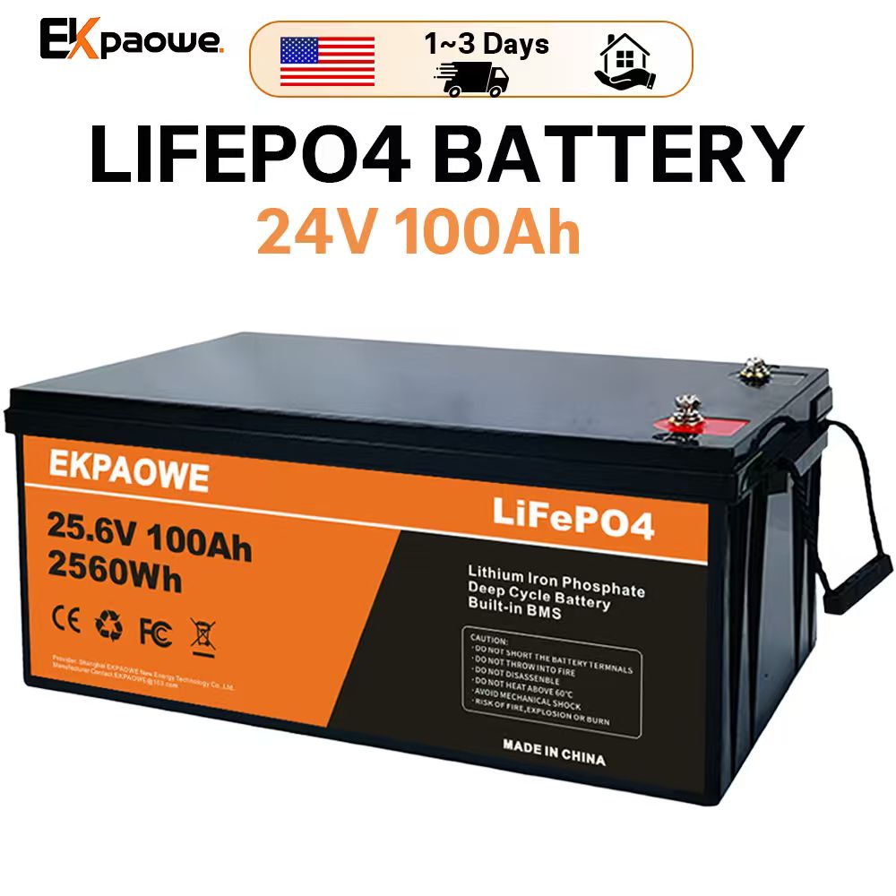 Fishing Boat Trolling Motor - Batería LiFePO4 EKPAOWE 24V 25.6V 100AH,
