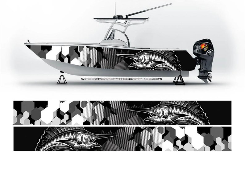 Fishing Boat Trailer - Pontón de vinilo con estampado de