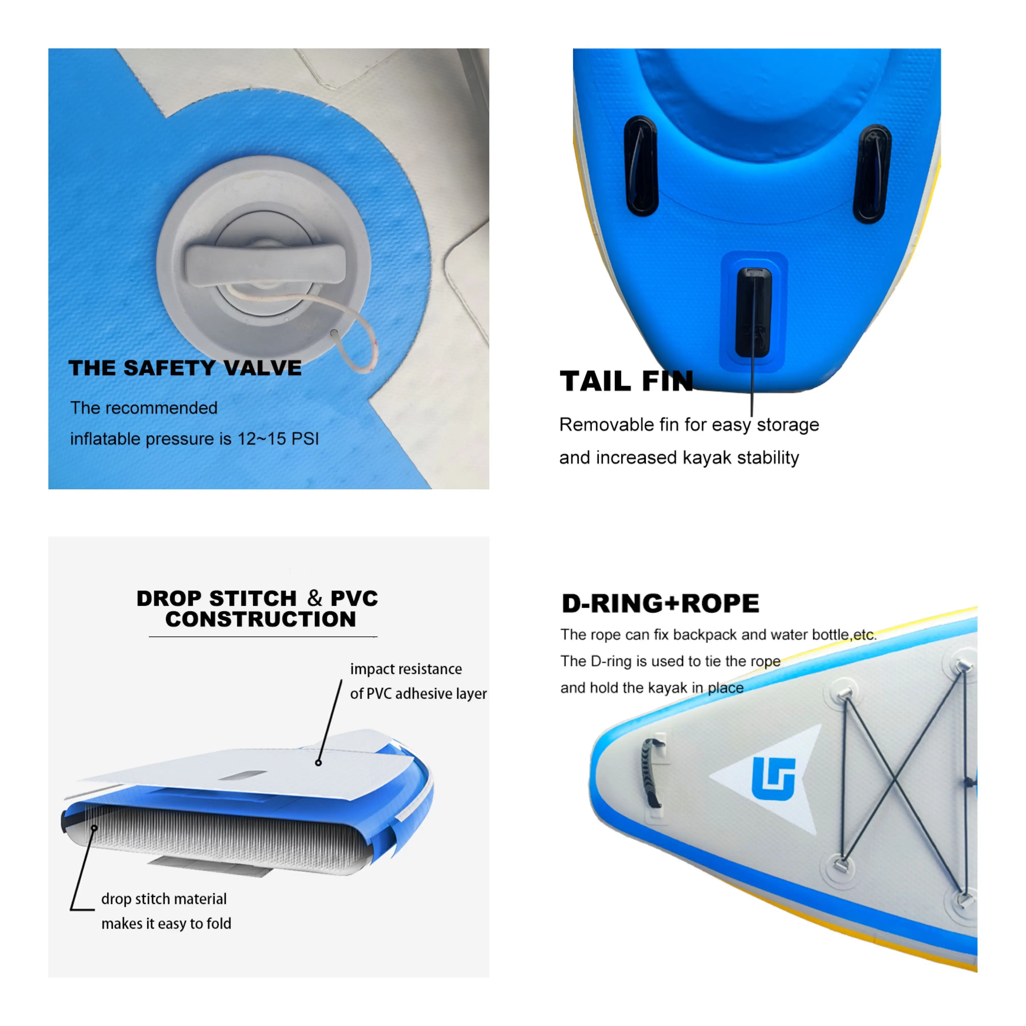 Kayak de mar doble inflable de - Fishing Boat Paddle reseña y precio